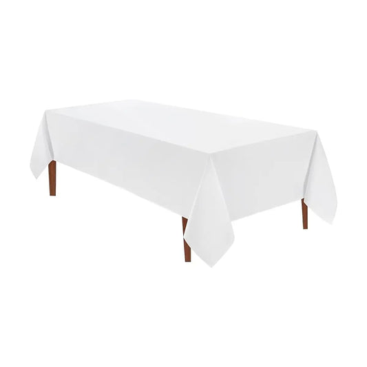 Close-up of the white polyester fabric, showing its smooth texture and durable weave.