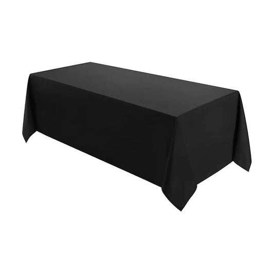 Close-up of the black polyester fabric, showcasing its durable and easy-care properties.