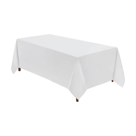 Close-up of the white polyester fabric, highlighting its robust weave and smooth finish.