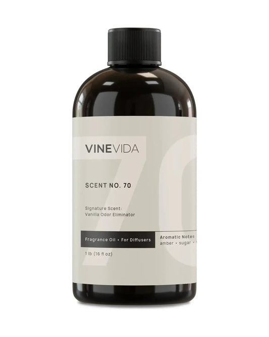 Close-up of the product label on the fragrance oil bottle, showing "Vanilla Odor Eliminator" details.
