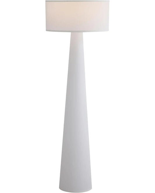 Close-up of the white fabric shade, highlighting its texture and the bright diffused light.