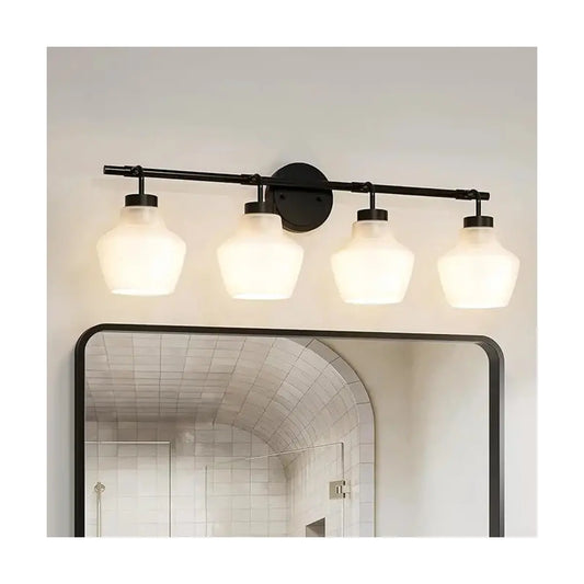 Close-up of one frosted glass shade, showing its soft, diffused light quality.