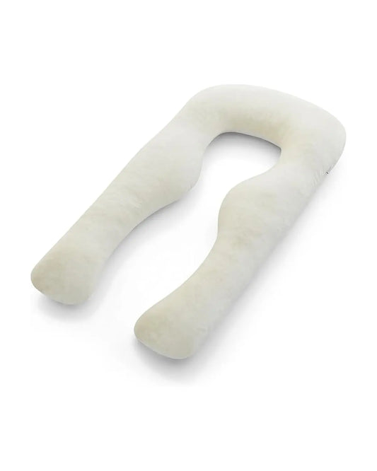 Full view of the ergonomic body pillow, showcasing its supportive shape and soft texture.