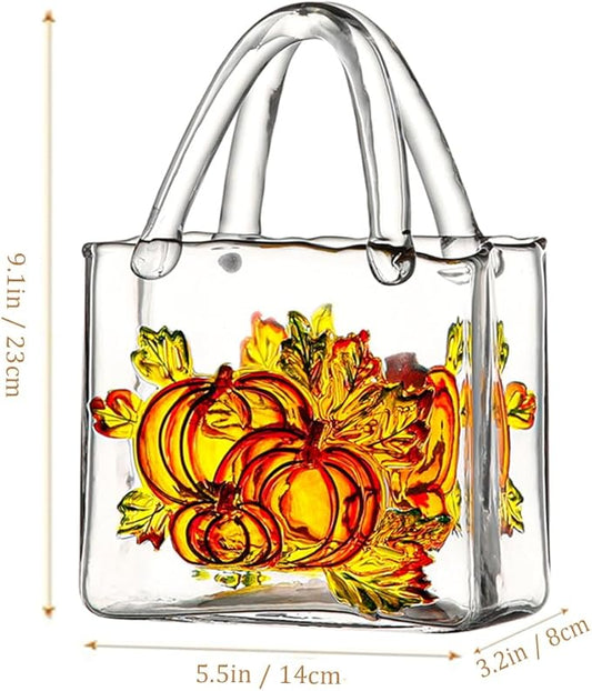 Close-up of the 3D patterned surface, highlighting the unique pumpkin texture and clear glass.