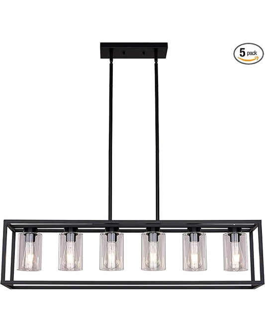 Full view of the modern pendant light fixture, showcasing its rustic yet refined design and finish.