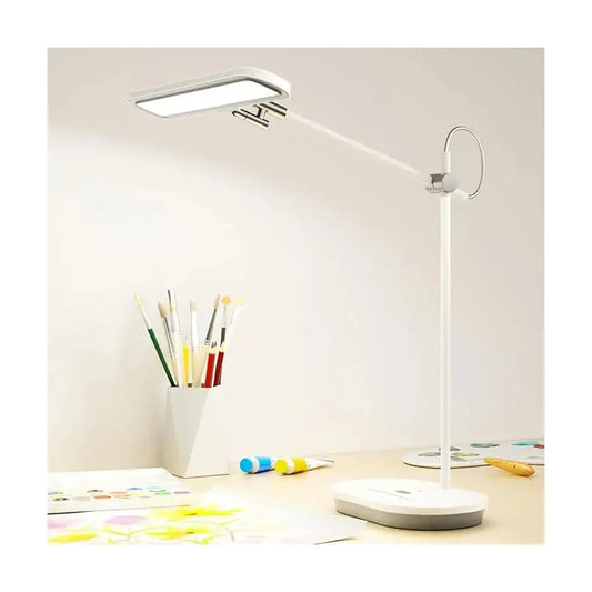The lamp illuminating a crafting project, highlighting its high CRI 98 for accurate colors.