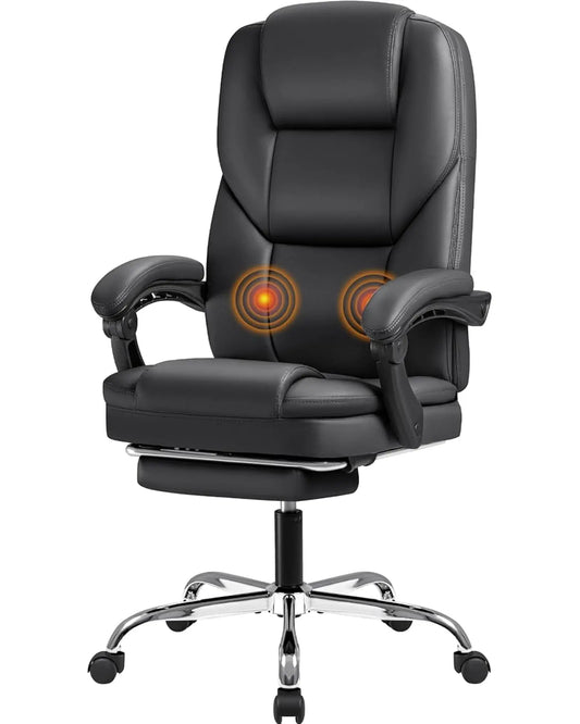 Close-up of the adjustable footrest extended from beneath the office chair seat.