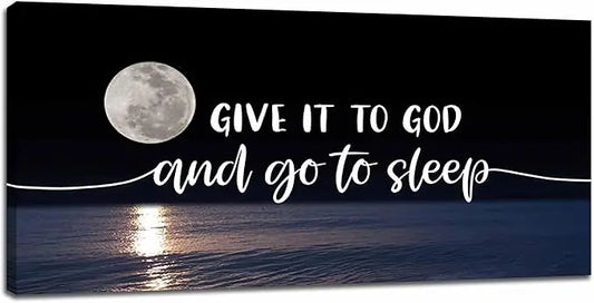 Close-up of the inspirational text, highlighting the elegant font and details of the moonlit sea background.