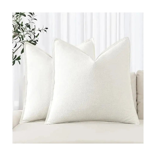 Close-up of the cream white linen fabric, showcasing its subtle texture and elegant, light hue.