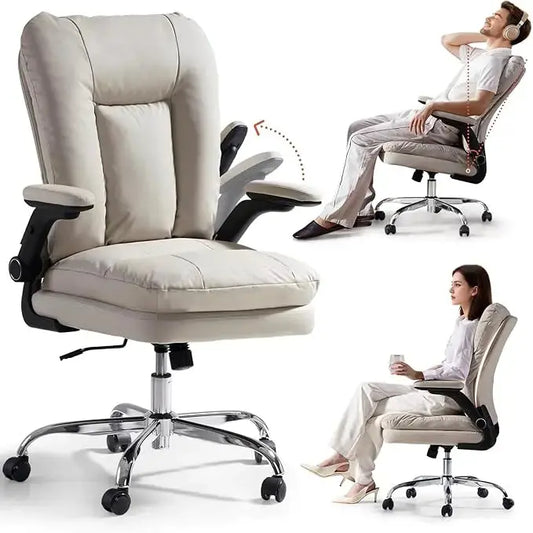 Side profile of the mid-back office chair, highlighting its adjustable height and rolling caster wheels.