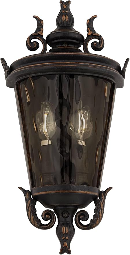 Full front view of the compact 17-inch outdoor light, showcasing its elegant veranda bronze finish.