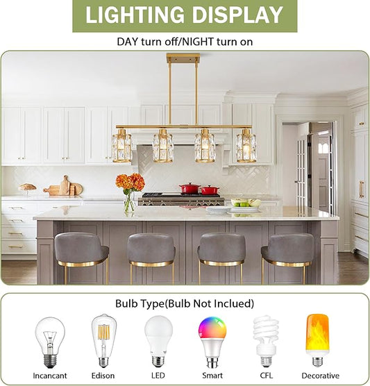 Close-up of the delicate crystals and gold accents on the close-to-ceiling light.