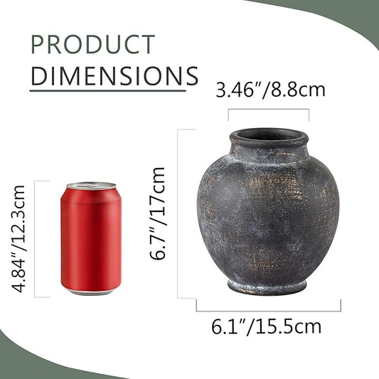 The pottery pampas grass vase displayed on a living room table, holding dried botanicals.