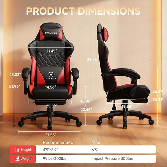 Side profile of the ergonomic red gaming chair, highlighting its high back and premium leather.