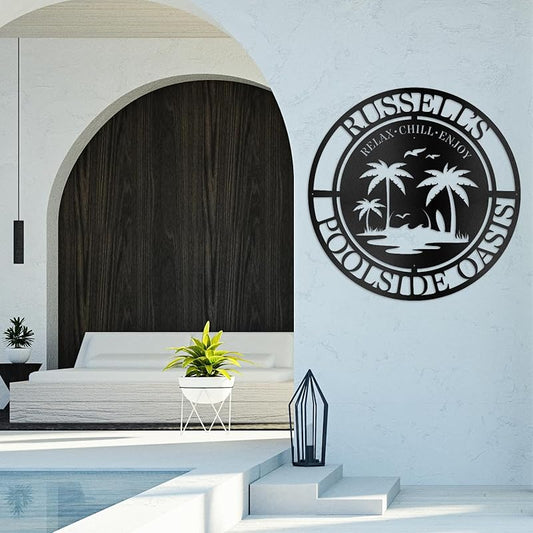 Close-up view of the durable metal finish and precise laser-cut details of the custom wall art.