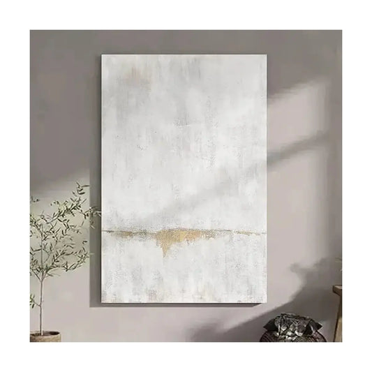 Close-up of one canvas showing the textured brushstrokes and metallic gold accents.