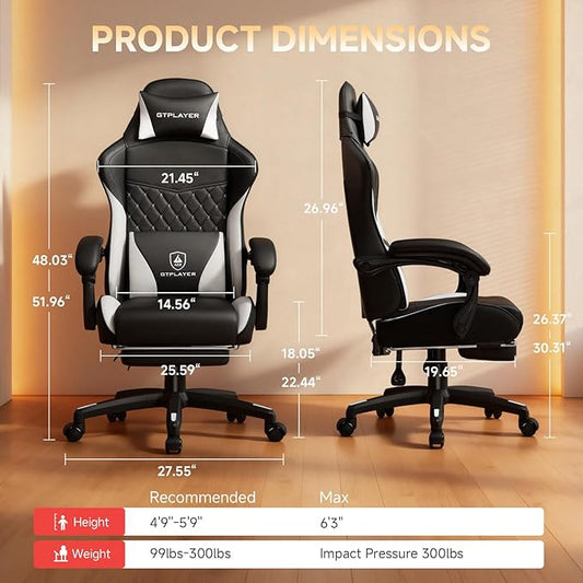 Side profile of the ergonomic white gaming chair, highlighting its high back and pristine leather.