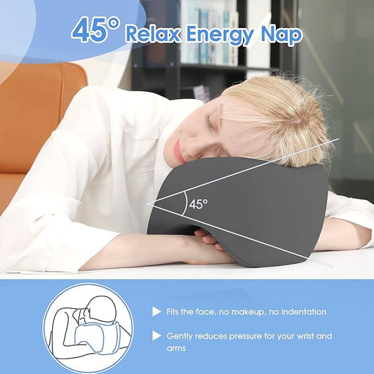 The portable neck pillow worn by a traveler, demonstrating comfort and support during an airplane journey.