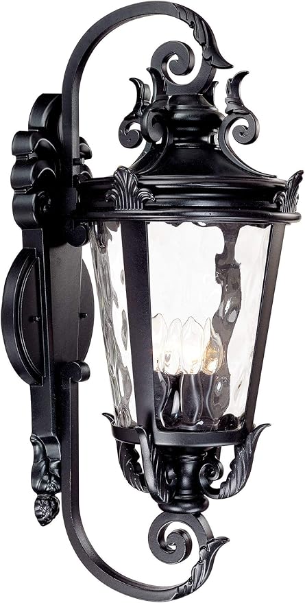 Full front view of the large 31-inch outdoor light, featuring an elegant textured black finish.