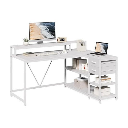 Close-up of the desk surface, showing the clean white finish and smooth texture.