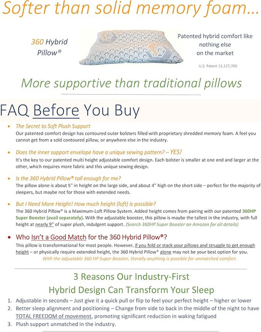 The adjustable orthopedic pillow demonstrating its contoured design for neck and shoulder support.