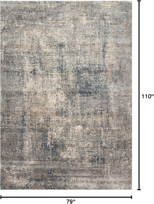 The 6'-7" x 9'-2" rug laid out in a modern living room setting, enhancing the decor.