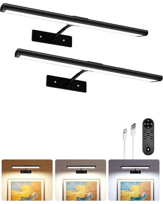 Picture Lights for Wall, 13'' Black, Rechargeable 4800mAh Battery, Dimmable Magnetic