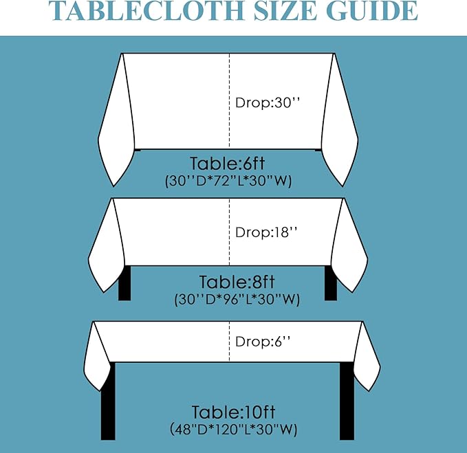 Full view of the white rectangular tablecloth laid flat, highlighting its expansive dimensions.