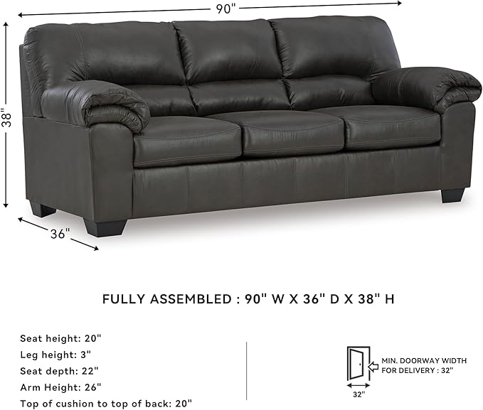 The Bladen sofa viewed from a different angle, emphasizing its modern silhouette and armrests.