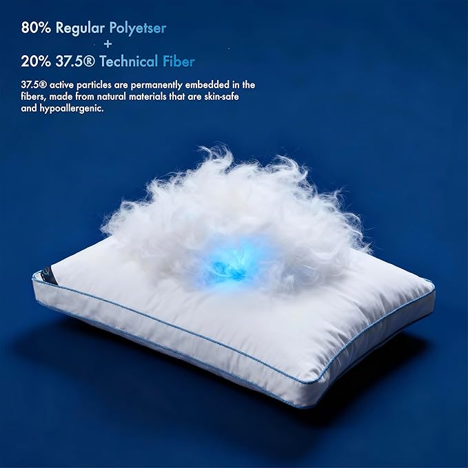 Detailed shot of the pillow's label, indicating it is machine washable and contains down alternative fill.