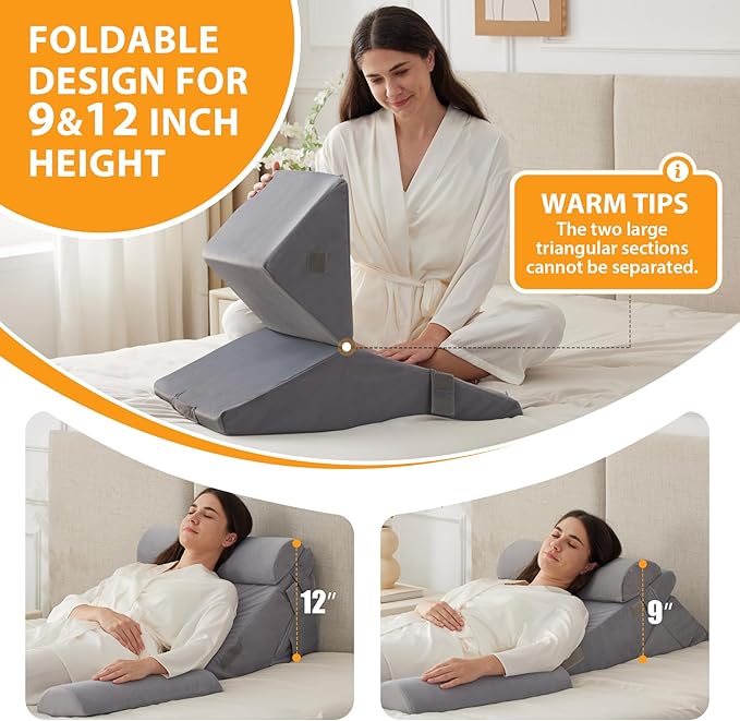 A person comfortably resting on the velvet wedge pillow set, demonstrating its ergonomic design.