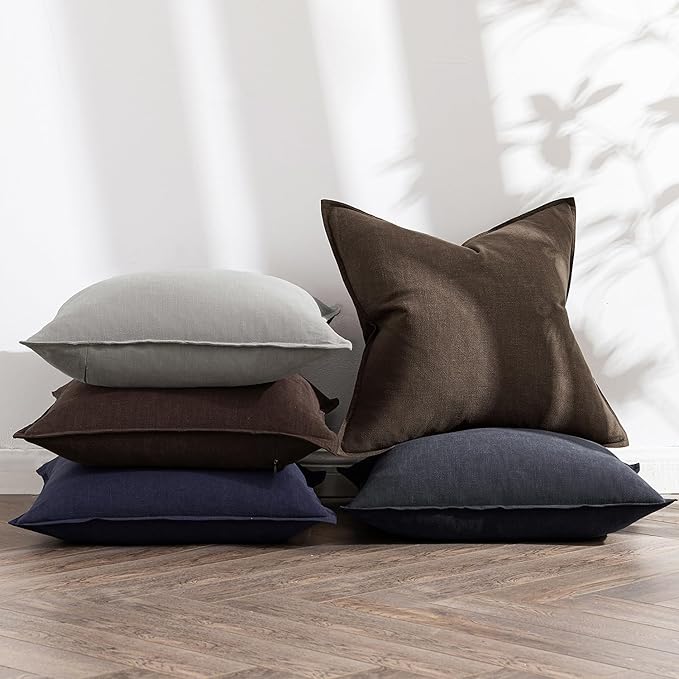 Textured close-up of the black linen material, emphasizing its soft, durable fibers.