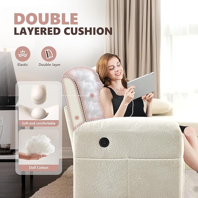 A person comfortably lounging on the beige L-shape sofa, demonstrating its plush comfort.