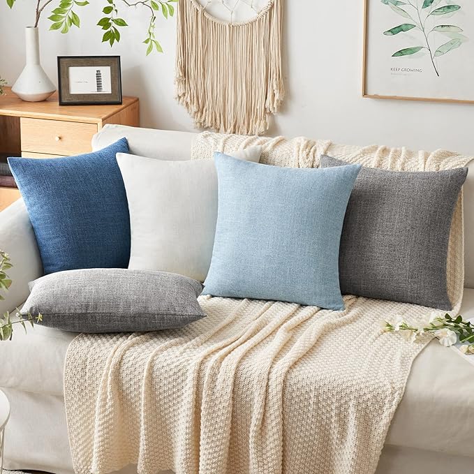 Detailed view of the hidden zipper closure on the light blue 24x24 inch pillow cover.