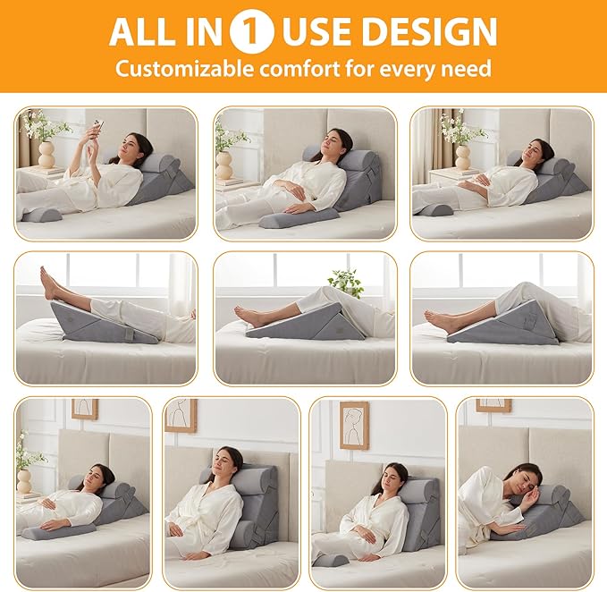 Close-up of the plush velvet fabric cover and the layered design of the adjustable wedge pillows.